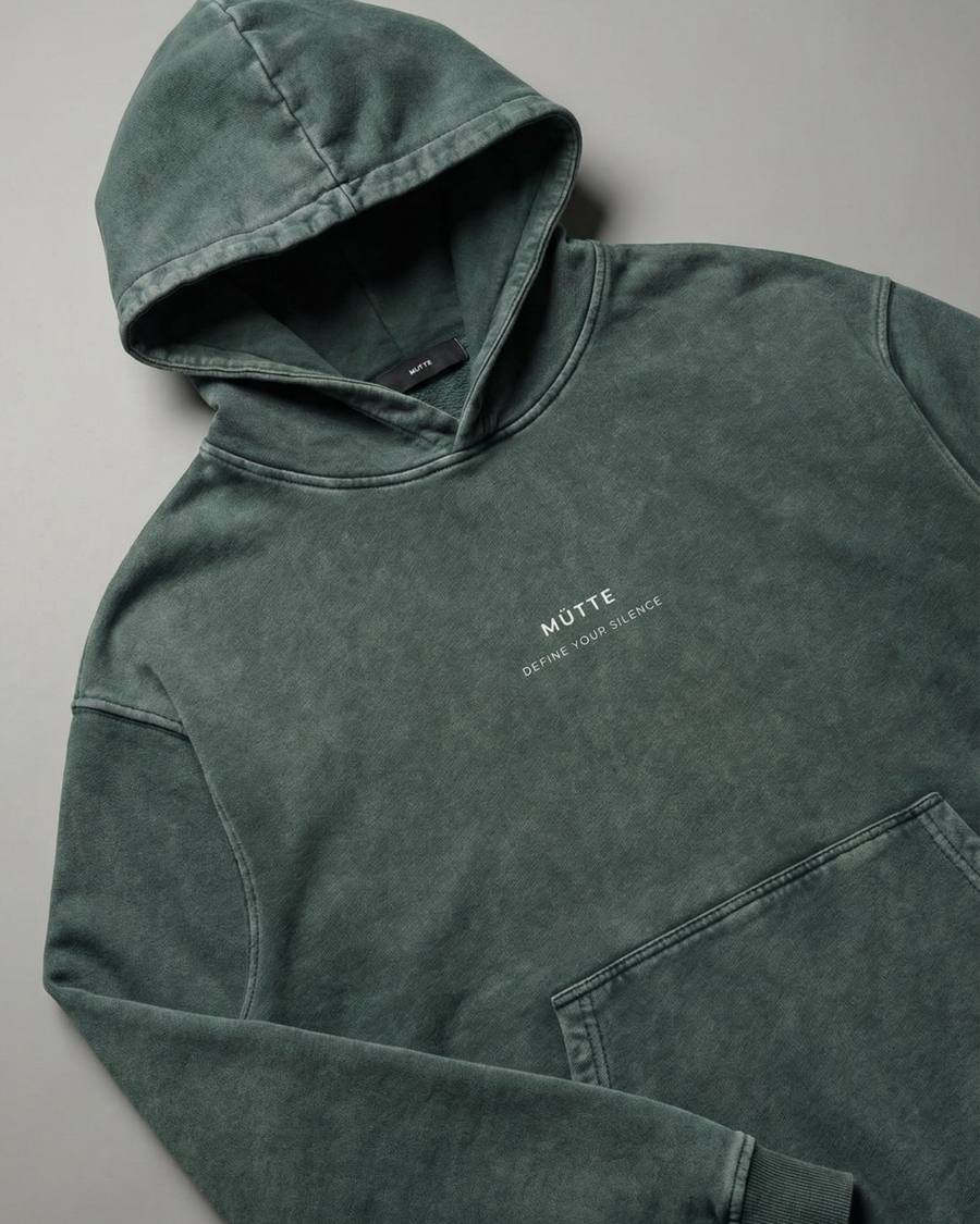 The Archive  H01 - Heavy Hoodie - Stillness is a Statement - GREEN