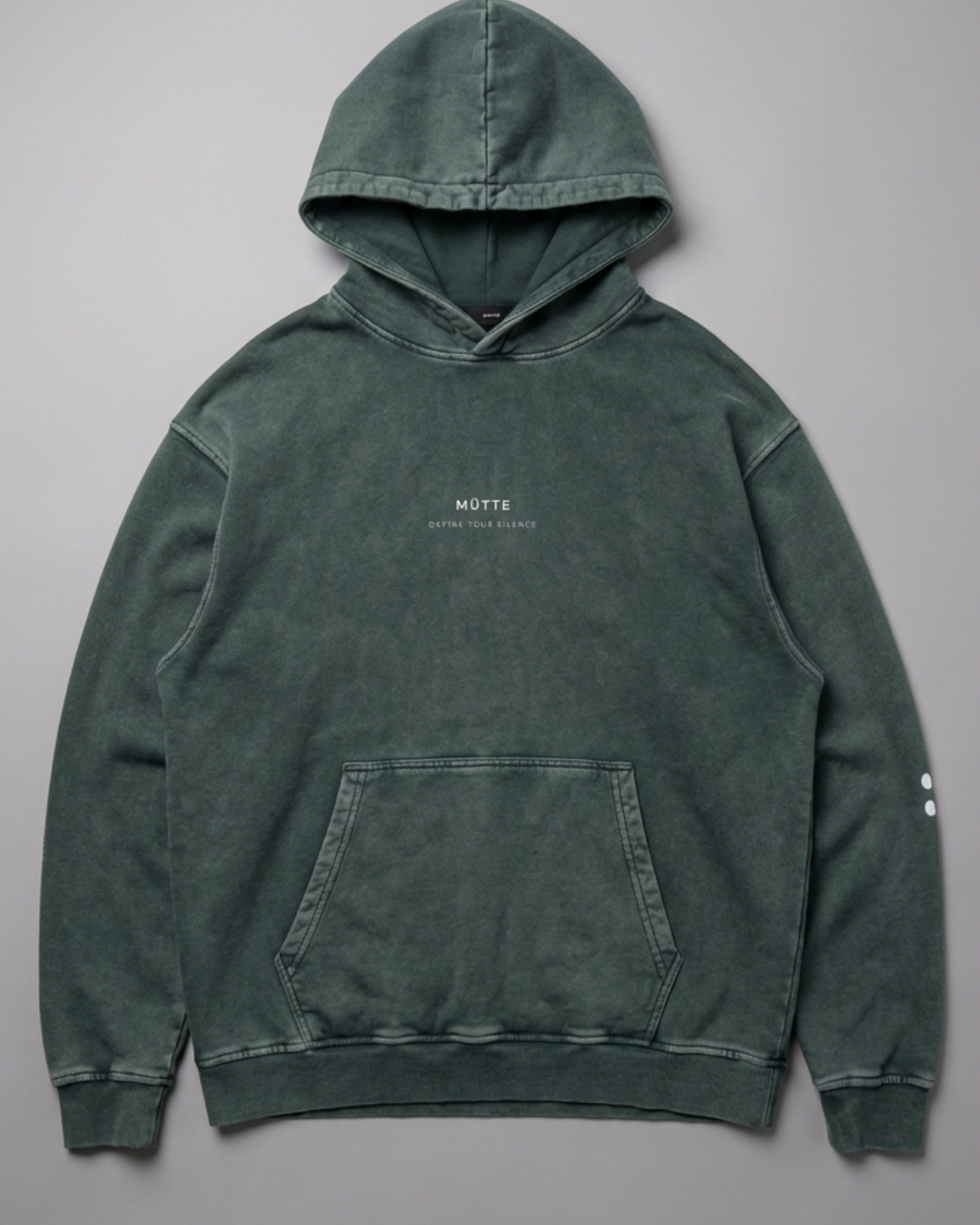 The Archive  H01 - Heavy Hoodie - Stillness is a Statement - GREEN