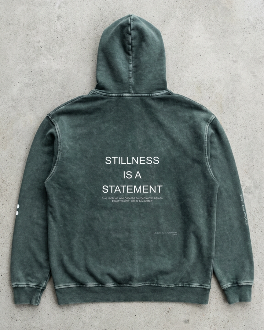 The Archive  H01 - Heavy Hoodie - Stillness is a Statement - GREEN