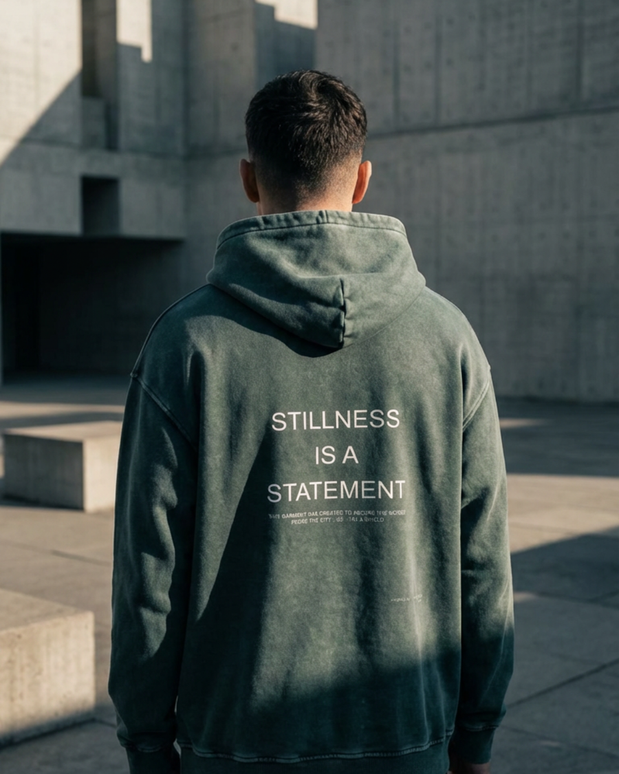 The Archive  H01 - Heavy Hoodie - Stillness is a Statement - GREEN