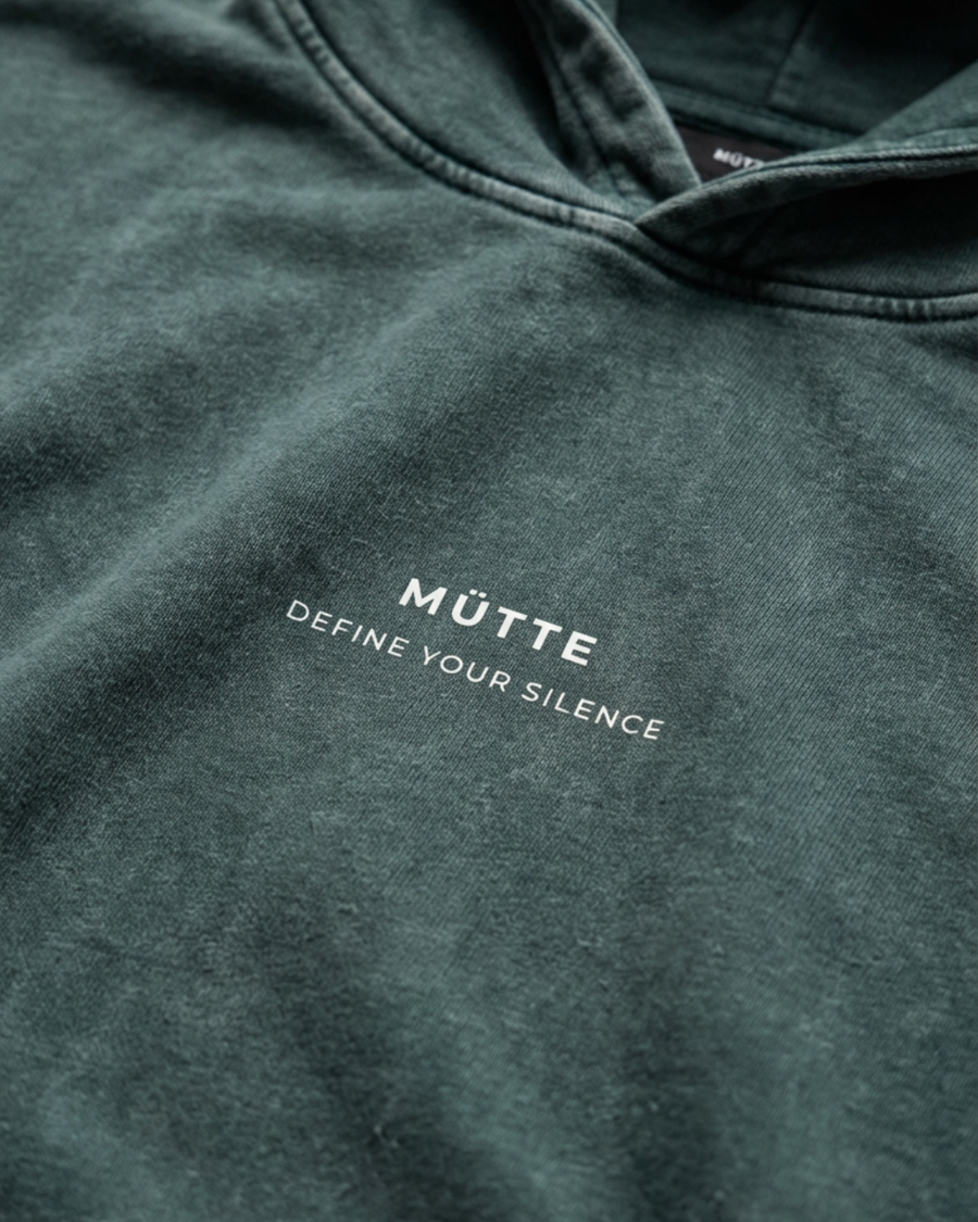 The Archive  H01 - Heavy Hoodie - Stillness is a Statement - GREEN