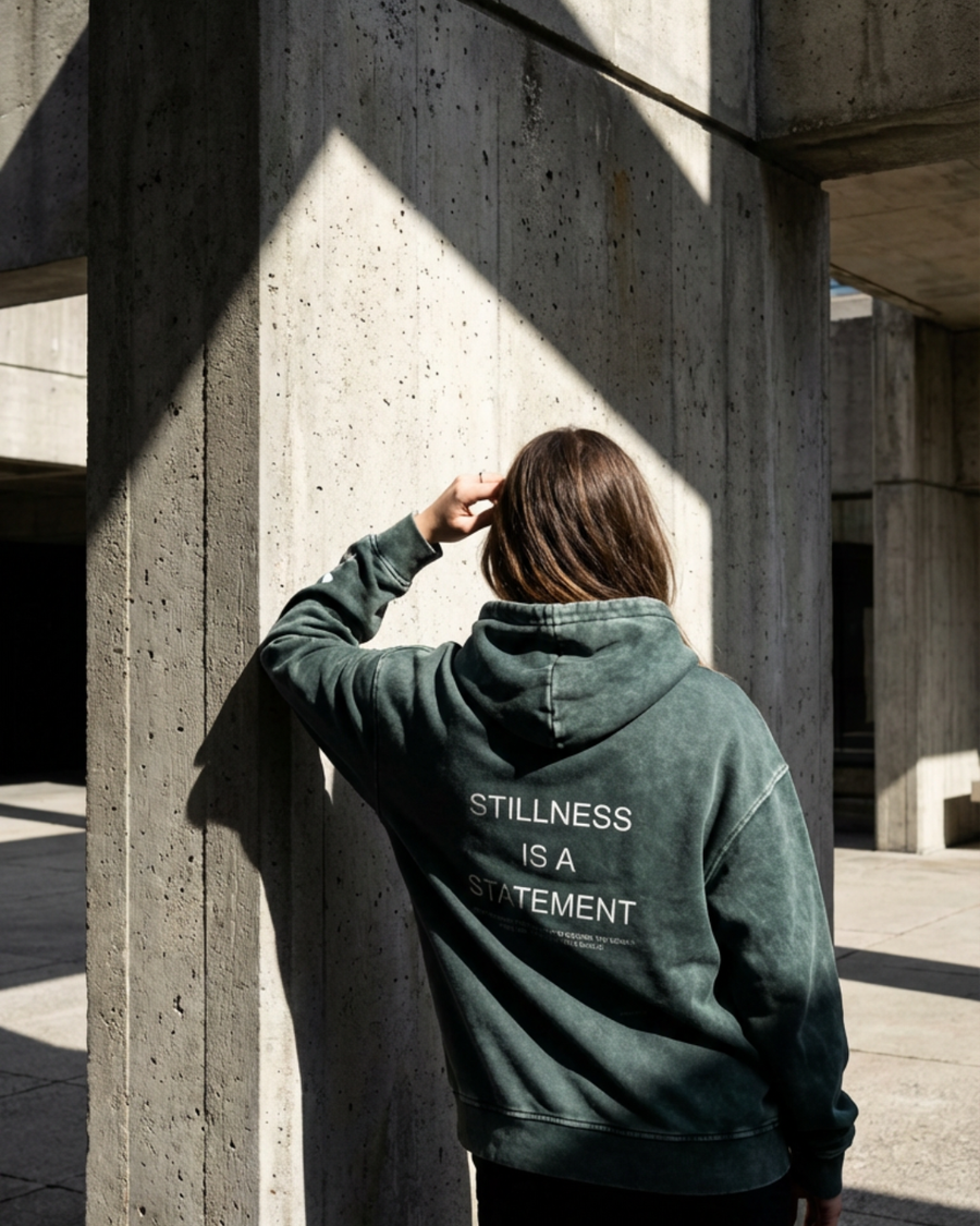 The Archive  H01 - Heavy Hoodie - Stillness is a Statement - GREEN