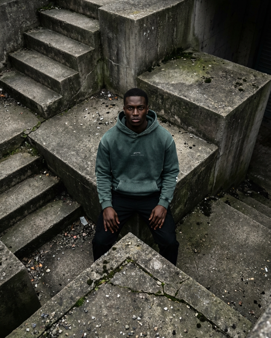 The Archive  H01 - Heavy Hoodie - Stillness is a Statement - GREEN