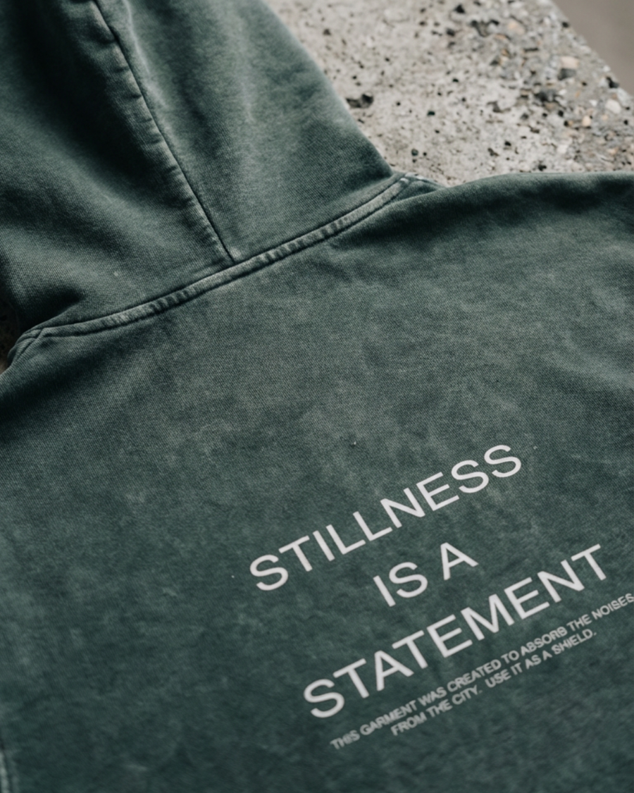 The Archive  H01 - Heavy Hoodie - Stillness is a Statement - GREEN