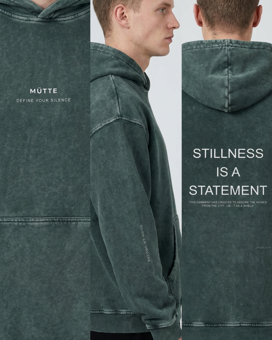 The Archive  H01 - Heavy Hoodie - Stillness is a Statement - GREEN