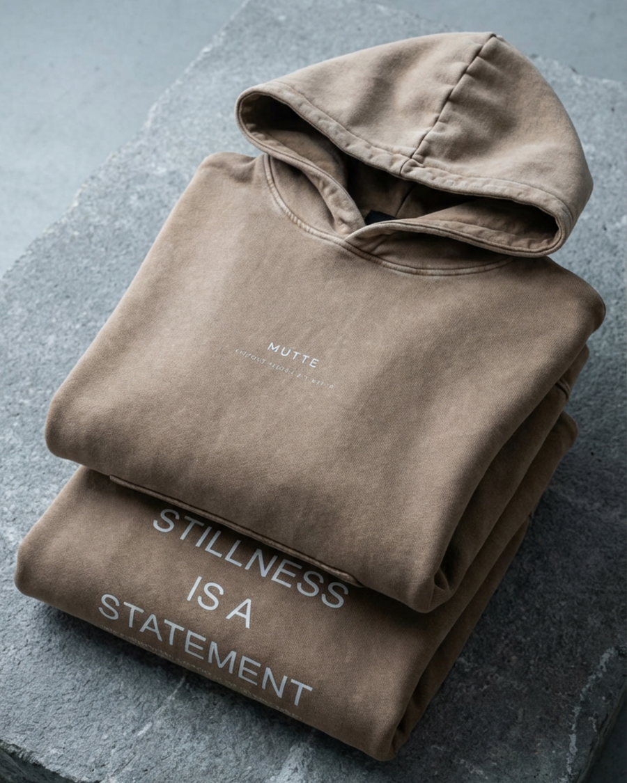 The Archive  H01 - Heavy Hoodie - Stillness is a Statement - SAND
