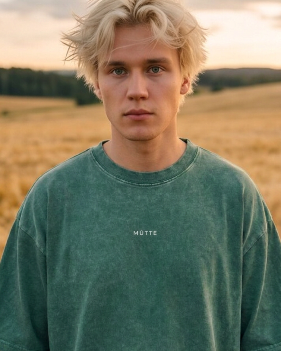 The Archive  T02 - Snow washed Oversized boxy T-Shirt Green - Beyond the noise
