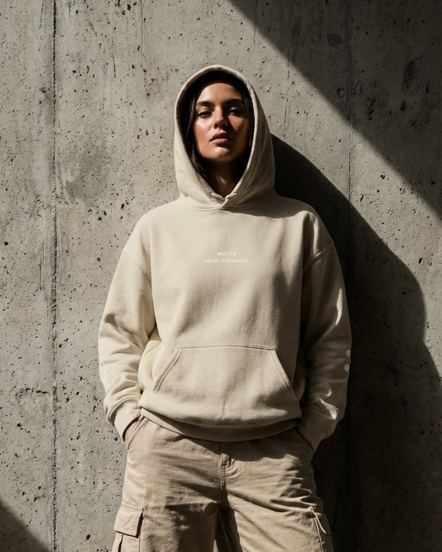 The Archive / H01 - Heavy Hoodie - Stillness is a Statement - Sand