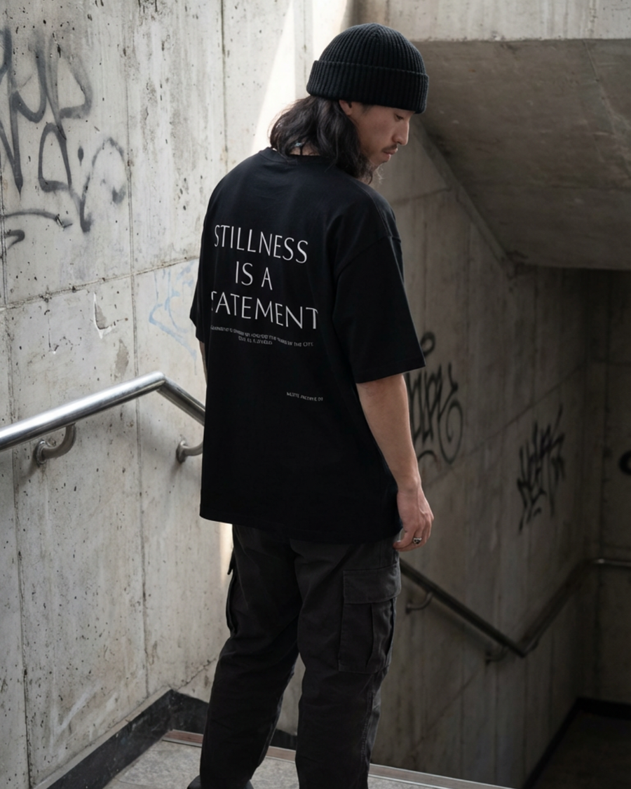The Archive / T01 - Oversized boxy T-Shirt - Stillness is a Statement