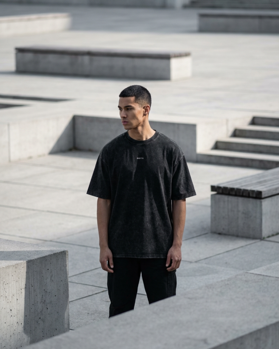 Snow Washed Oversized Cotton T-Shirt